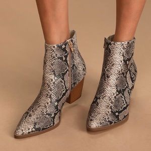 Coconut by Matisse Snake Print Ankle Boots NWOT